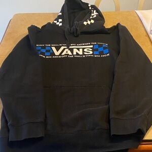 Vans Black Hoodie with Blue Checkered Design